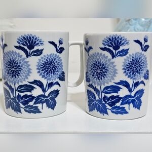 Source Unknown White and Blue Floral Mugs